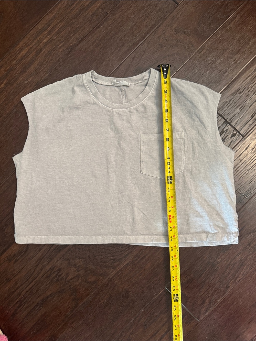 Double Zero Light Gray Cropped Tank Top with Pocket - Picture 2 of 6